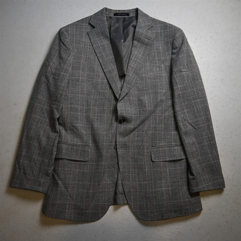 Kenneth Cole 42R Gray Pink White Plaid Awearness Soft Shoulder Blazer Sport Coat
